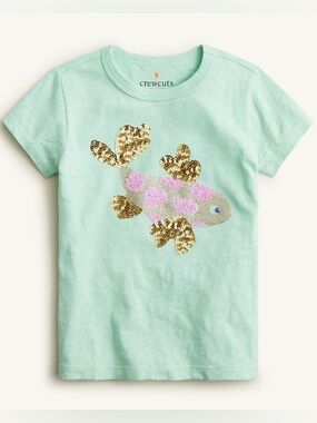 XL Crewcuts Sequin Koi Fish Cotton Shirt